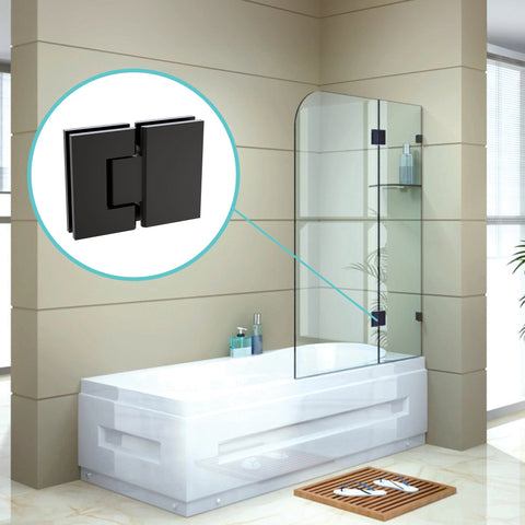 120Cm Frameless Glass Bath Screen With Brass Brackets Black Shower Enclosures