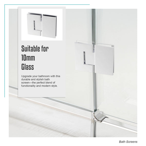 120Cm Frameless Glass Bath Screen With Brass Brackets White Shower Enclosures