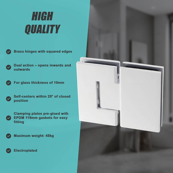 120Cm Frameless Glass Bath Screen With Brass Brackets White Shower Enclosures