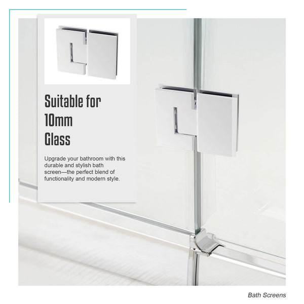 120Cm Frameless Glass Bath Screen With Brass Brackets White Shower Enclosures
