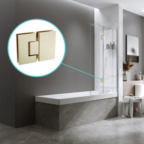 120Cm Frameless Glass Bath Screen With Channel And Stainless Steel Hinges Gold Shower Enclosures