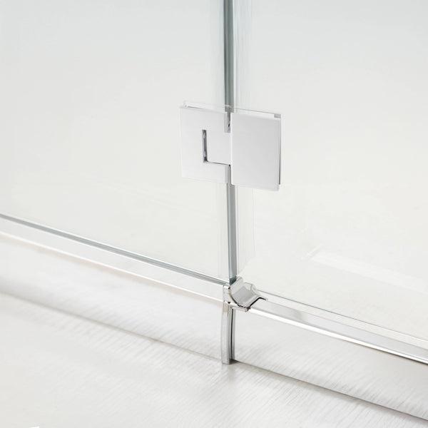 100Cm Frameless Glass Bath Screen With Channel And Stainless Steel Hinges White Shower Enclosures