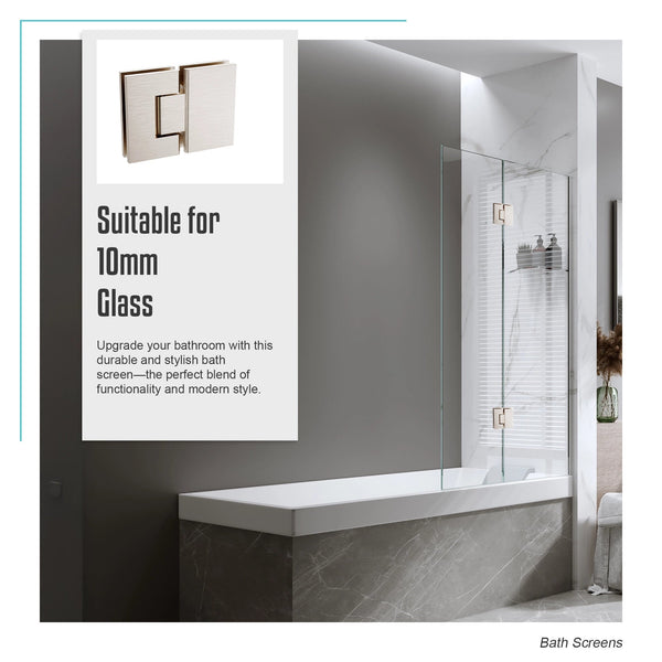 120Cm Frameless Glass Bath Screen With Channel And Stainless Steel Hinges Nickel Shower Enclosures