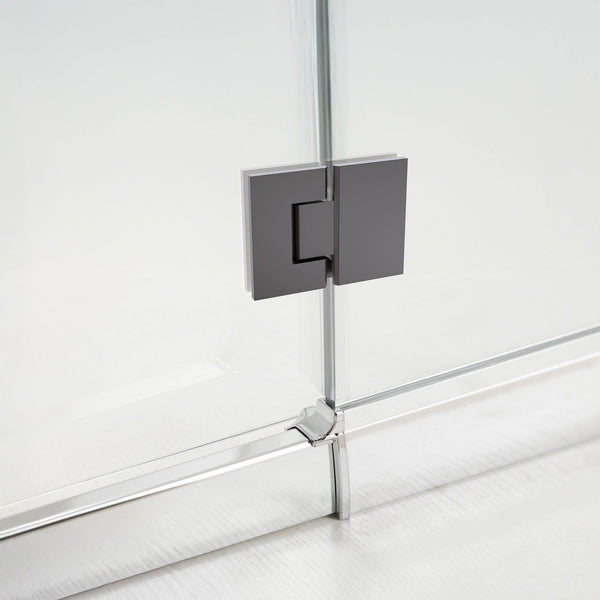 100Cm Frameless Glass Bath Screen With Channel And Stainless Steel Hinges Gunmetal Shower Enclosures