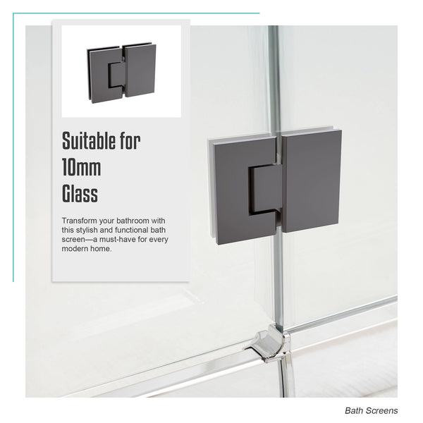 100Cm Frameless Glass Bath Screen With Channel And Stainless Steel Hinges Gunmetal Shower Enclosures