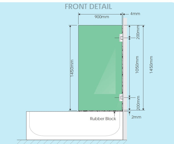 90Cm Frameless Swing Bath Screen With Black Hardware Shower Enclosures