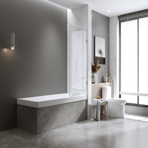 90Cm Frameless Swing Bath Screen With Brushed Gunmetal Hardware Shower Enclosures
