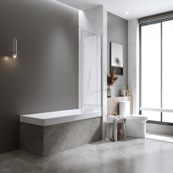 90Cm Frameless Swing Bath Screen With Brushed Gunmetal Hardware Shower Enclosures