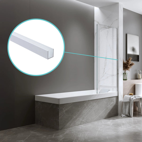 70Cm Frameless Glass Bath Screen With Wall Channel White Shower Doors