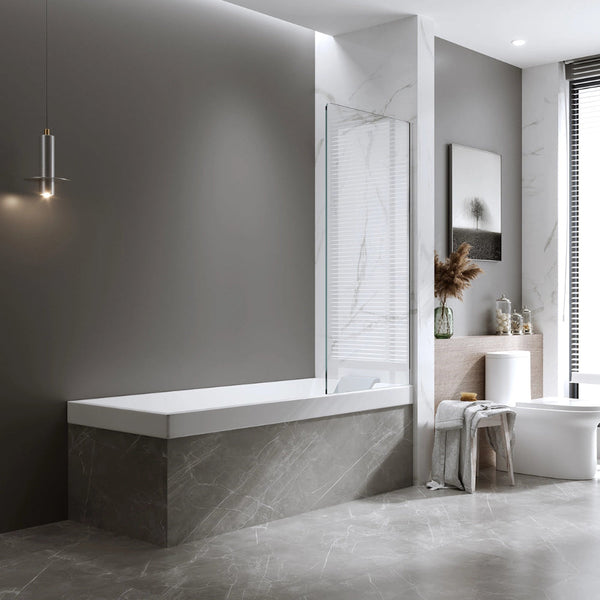 70Cm Frameless Glass Bath Screen With Wall Channel Gunmetal Shower Doors