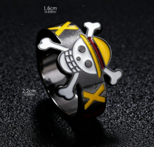 Anime Peripheral Skeleton Pirate Ship Flag Jewelry Ring Rings