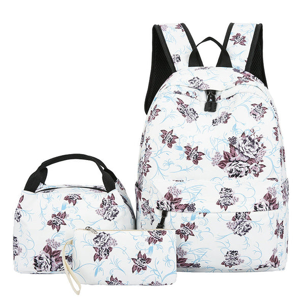 Floral Bags Schoolbag Backpack Lunch Wallets Medium Capacity Oxford Backpacks