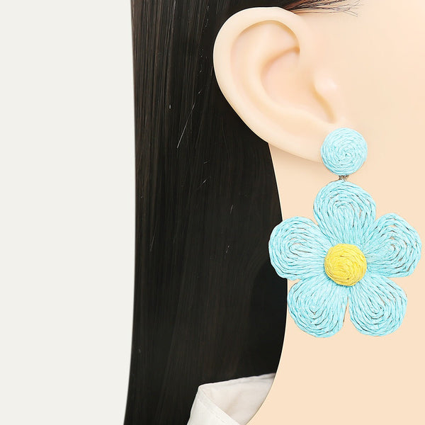 Veile Studios Grass Hemp Thread Handmade Flower Bohemian Beach Style Earrings