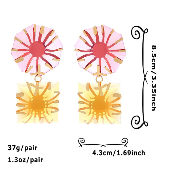 Veile Studios Metal Inlaid Polygonal Coloured Sun Resin For Women Fashion Accessories Earrings