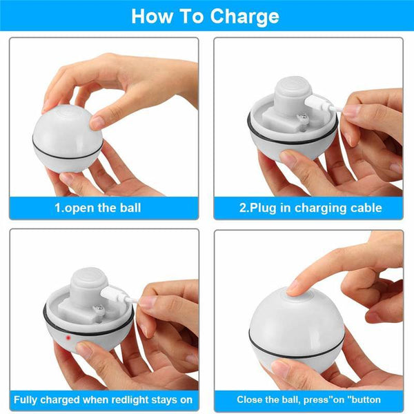 Smart Interactive Pet Ball Automatic Rolling Usb Rechargeable Led Light Toy Cat Toys