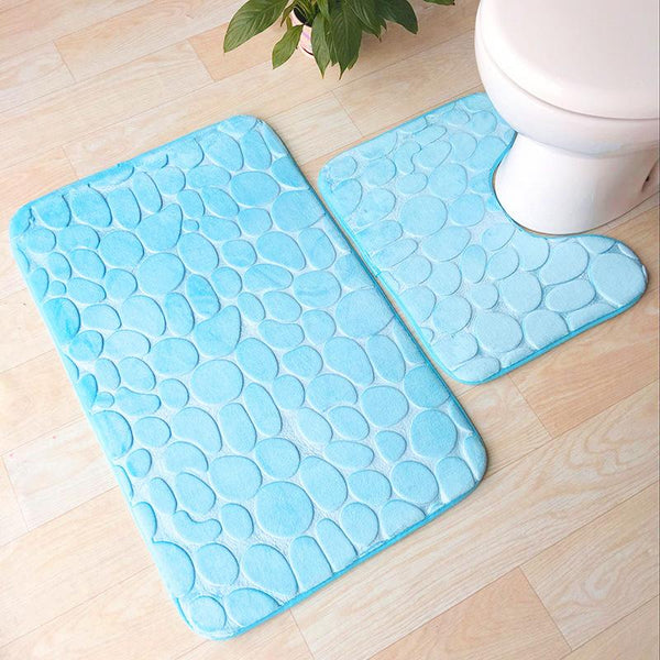 Pebbles Bath Mat Set Bathroom Square Shaped U Non Slip Floor Mats Bath Mats Rugs & Toilet Covers