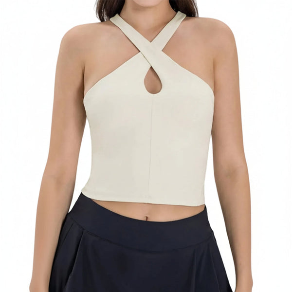Crisscross Grecian Neck Active Cami Activewear Tops
