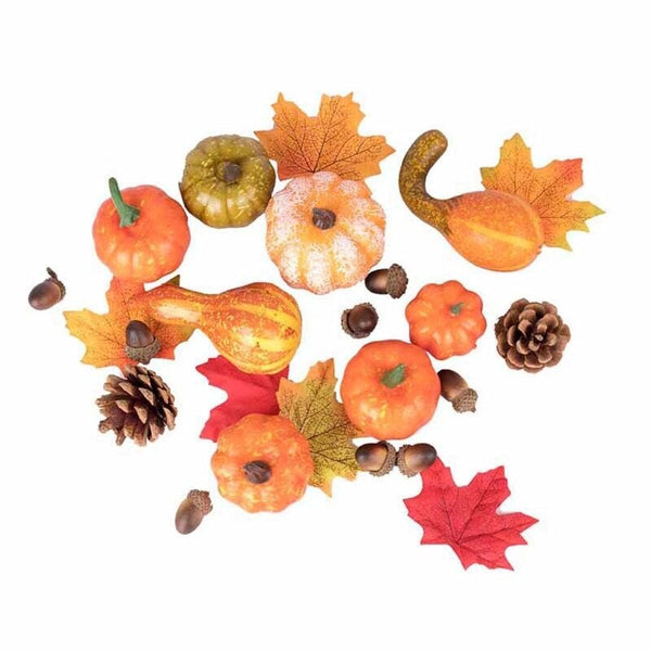 86 Pcs Halloween Simulation Acorn Artificial Pumpkins Pine Cones Maple Leaves Decorative Fruit & Vegetables