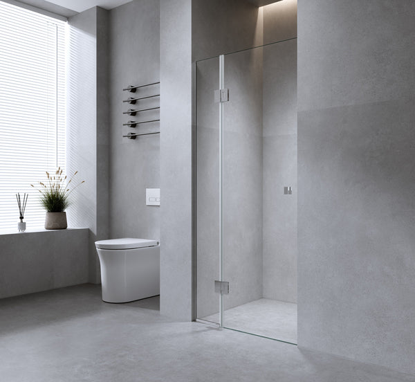 110Cm Wall To Frameless Shower Screen With Nickel Channel And Brass Hinges Round Knob Handle Shower Enclosures