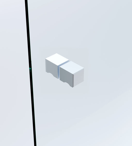 110X100cm Corner Frameless Shower Screen With White Brackets And Ss Hinges Square Knob Handle Shower Enclosures