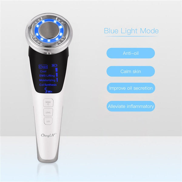 5 In 1 Ems Face Mesotherapy Electroporation Led Photon Lifting Beauty Skin Facial Care Neck Massager