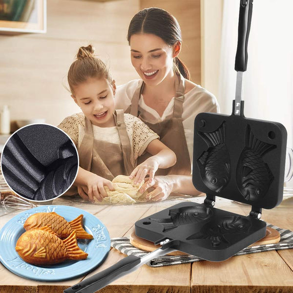 Non Stick Taiyaki Fish Shaped Waffle Frying Pan Maker Food Cooking Baking Mold Waffle Makers