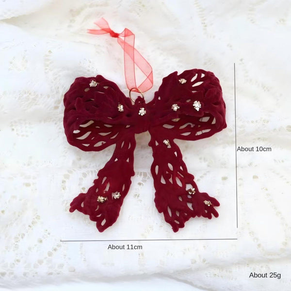 Christmas Red Velvet Door Hanger Decoration Flocked Tree Sprinkle Wreath Ornament Seasonal Decorations