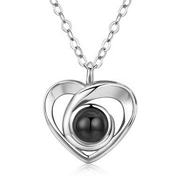 Silver Love Heart Shaped Projection Pendant Necklace In 100 Languages You Clavicle Chain Necklaces & Pendants