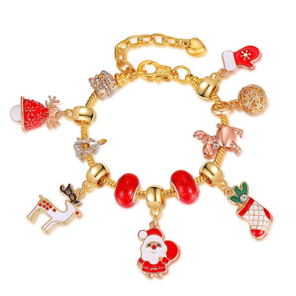Christmas Decorations Gift Advent Calendar Fabric Bag Bracelet Necklace Beaded Diy Set Seasonal Decorations