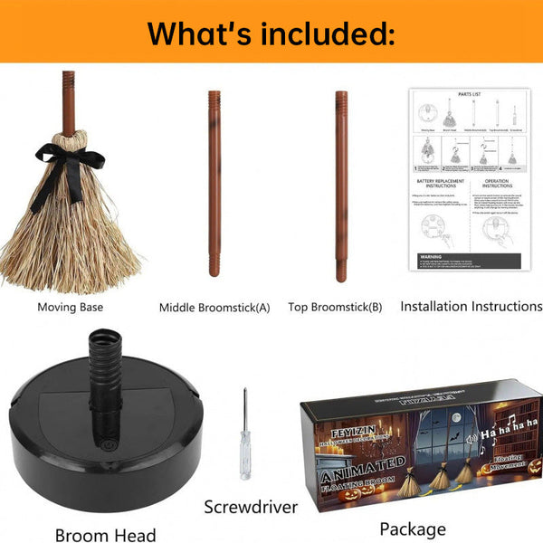 Halloween Floating Witch Broom Haunted Dancing With Ghost Sound Spooky Festive Decor For Home Seasonal Decorations