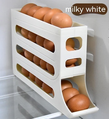 Refrigerator 4 Layer Automatic Egg Roller Sliding Tray Large Capacity Holder Food Storage Containers