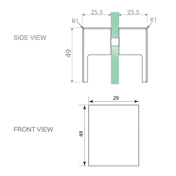 90X90cm Corner Frameless Shower Screen With Gunmetal Brackets And Ss Hinges Square Double Pull Handle Shower Enclosures