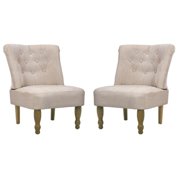 French Chairs 2 Pcs Cream Fabric