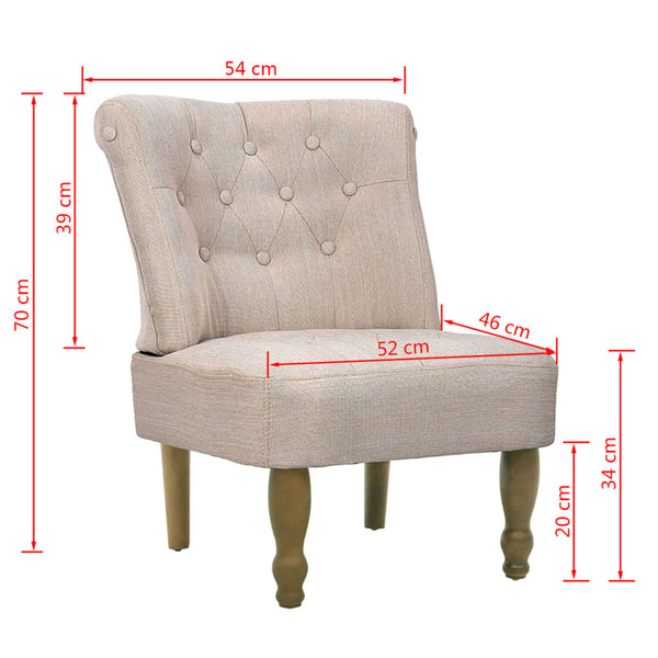 French Chairs 2 Pcs Cream Fabric
