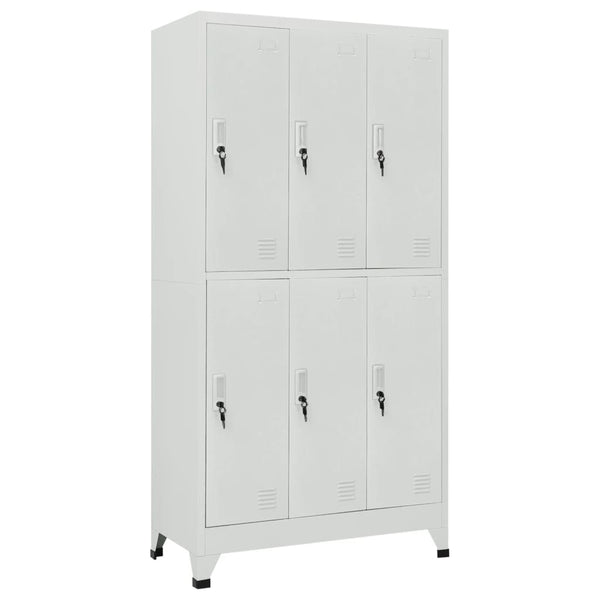 Vidaxl Locker Cabinet With 6 Compartments Steel 90X45x180 Cm Grey Cabinets & Cupboards