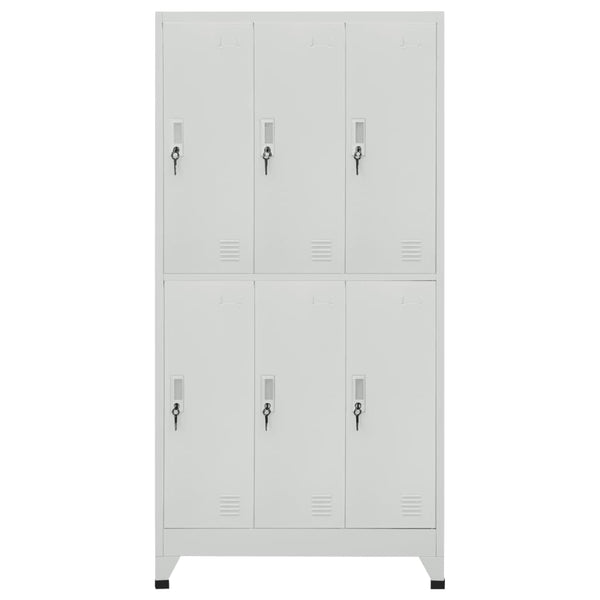 Vidaxl Locker Cabinet With 6 Compartments Steel 90X45x180 Cm Grey Cabinets & Cupboards
