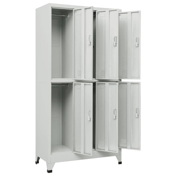 Vidaxl Locker Cabinet With 6 Compartments Steel 90X45x180 Cm Grey Cabinets & Cupboards