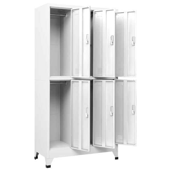 Locker Cabinet With 6 Compartments Steel 90X45x180 Cm Grey