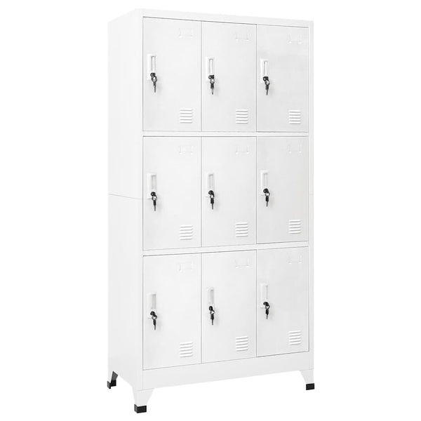 Vidaxl Locker Cabinet With 9 Compartments Steel 90X45x180 Cm Grey Storage Units