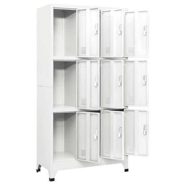 Vidaxl Locker Cabinet With 9 Compartments Steel 90X45x180 Cm Grey Storage Units