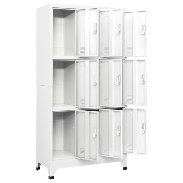 Locker Cabinet With 9 Compartments Steel 90X45x180 Cm Grey