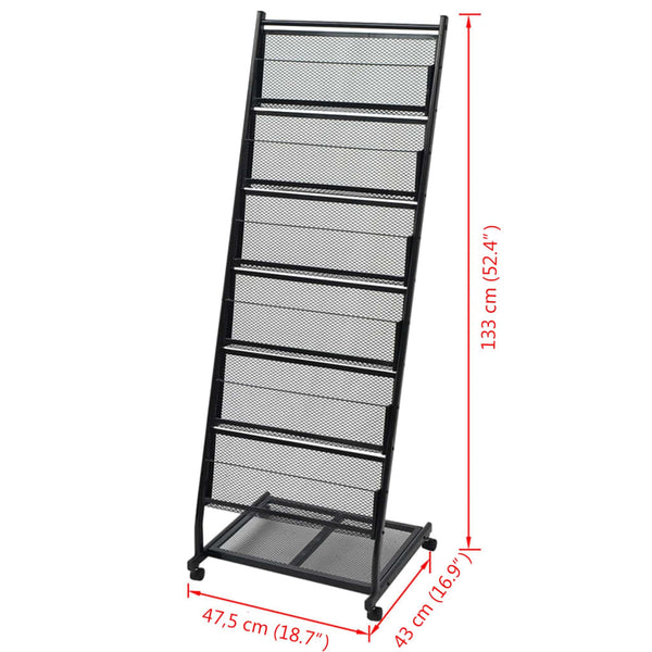 Magazine Rack 47.5X43x133 Cm Black A4 Magazine Racks