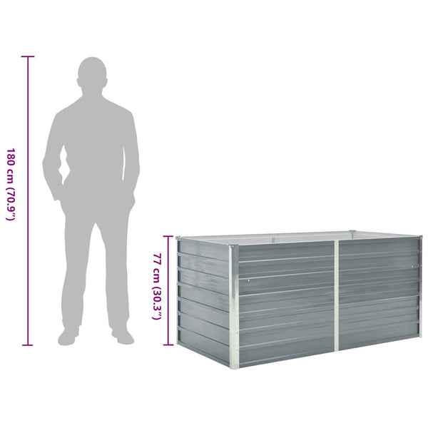 Vidaxl Raised Garden Bed 160X80x77 Cm Galvanised Steel Grey Raised Garden Beds