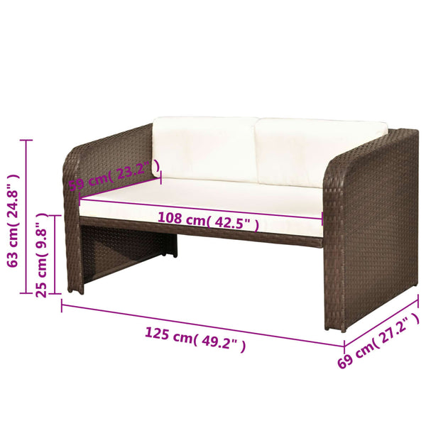 Vidaxl 4 Piece Garden Lounge Set With Cushions Poly Rattan Brown Loungers