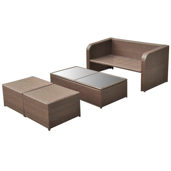 Vidaxl 4 Piece Garden Lounge Set With Cushions Poly Rattan Brown Loungers