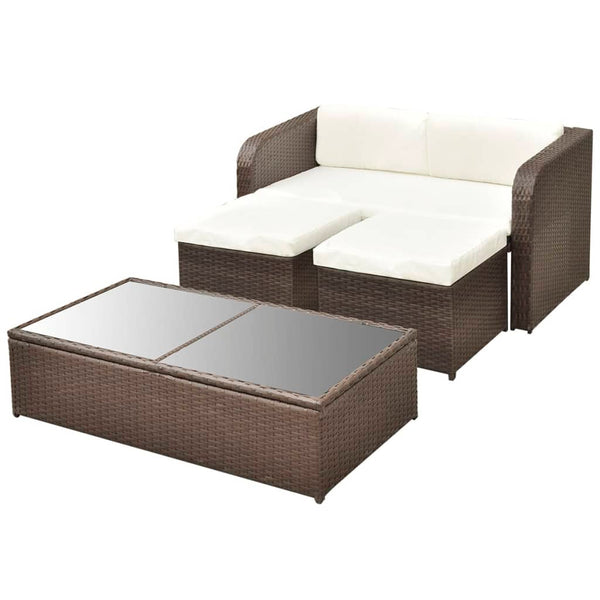 Vidaxl 4 Piece Garden Lounge Set With Cushions Poly Rattan Brown Loungers