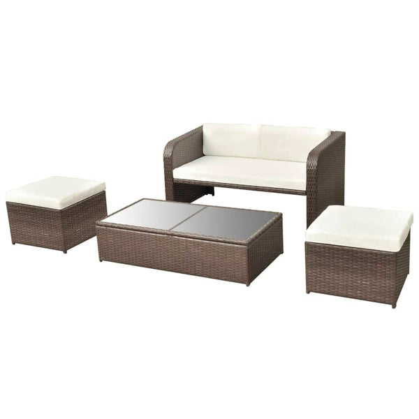 Vidaxl 4 Piece Garden Lounge Set With Cushions Poly Rattan Brown Loungers