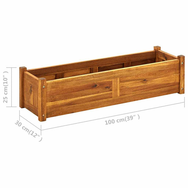 Vidaxl Garden Raised Bedacacia Wood 100X30x25 Cm Raised Garden Beds