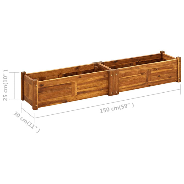 Vidaxl Garden Raised Bed Acacia Wood 150X30x25 Cm Raised Garden Beds