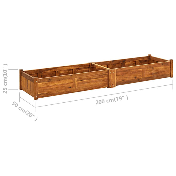 Vidaxl Garden Raised Bed Acacia Wood 200X50x25 Cm Raised Garden Beds
